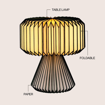 Zelda 12.8" Modern Art Deco Paper Pleated Shade Accent LED Table Lamp